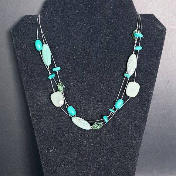 Vintage Silpada Retired Sterling Serpentine, Amazonite & Howlite Bead Necklace - Picture 3 of 12